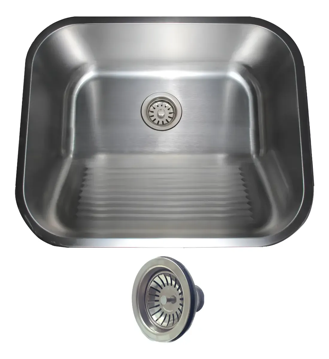 Tanque Lavanderia 55x45 Com Acessórios Aço Inox Escovado