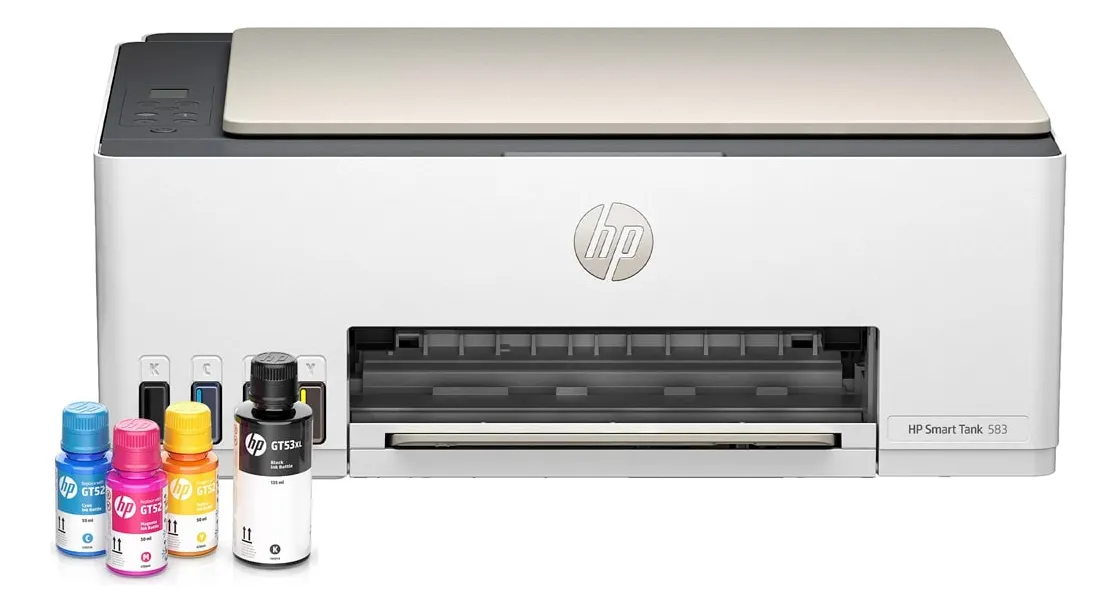 Impressora multifuncional HP Smart Tank 583 Colorida 1 USB 2.0 de alta velocidade (dispositivo); 1 porta Wi-Fi 802.11b/g/n; 1 Wi-Fi Direct
