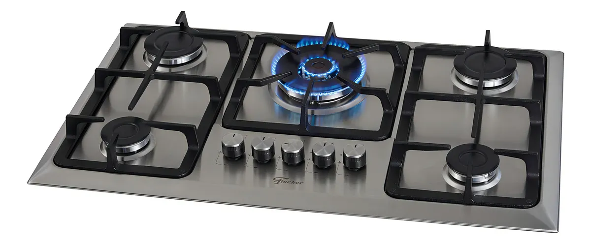 Fogão Cooktop Fischer 5 Queimadores TC Infinity Gás Mesa Aço inoxidável