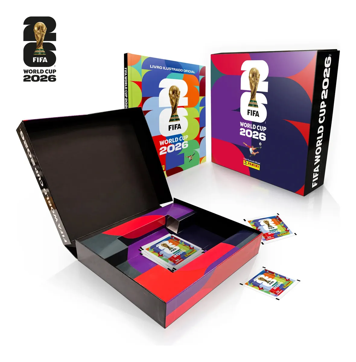 Copa do Mundo 2026 Box Futebol Premium c/ 1 Álbum Capa Dura + 40 Envelopes de Figurinhas FIFA