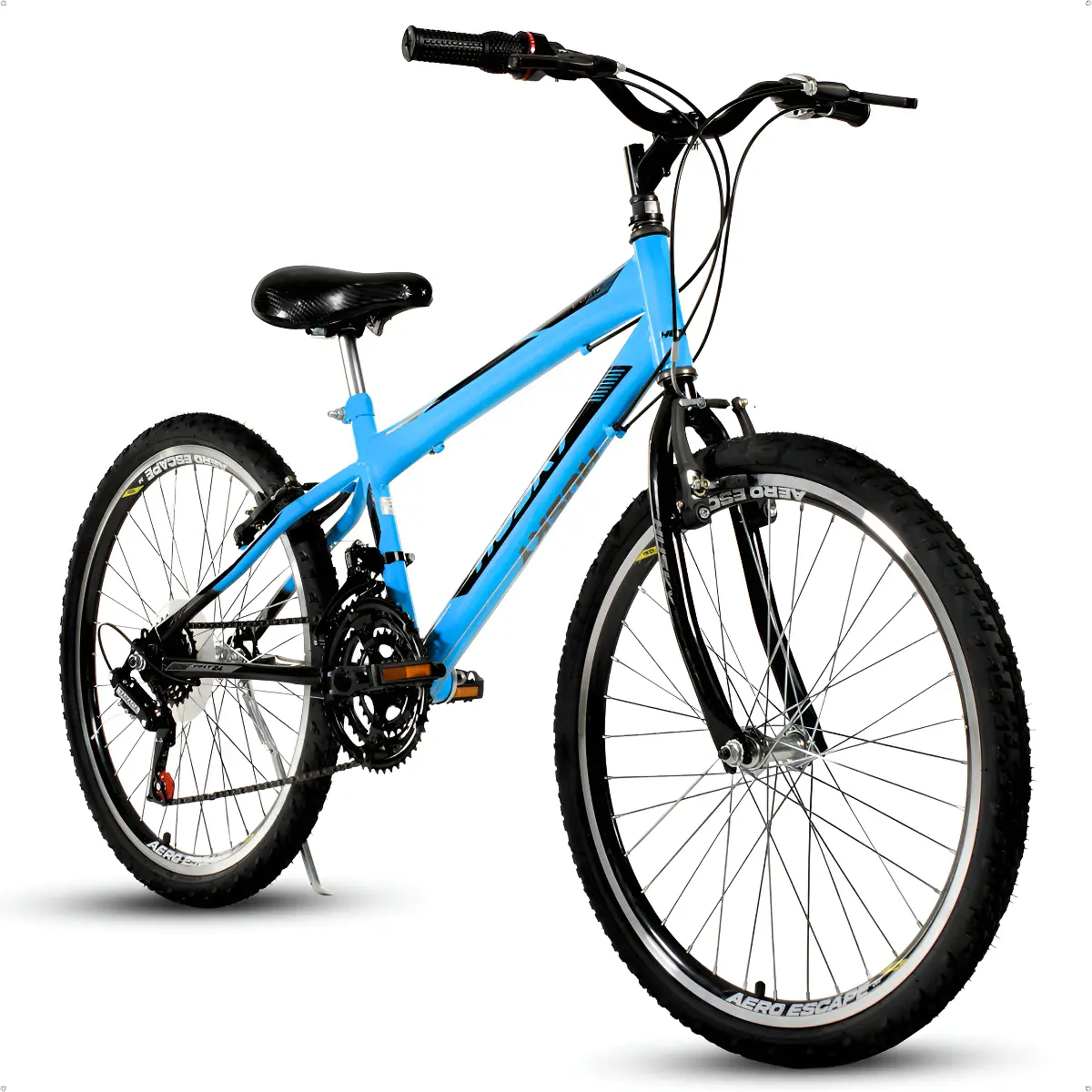Bicicleta Infanto Juvenil Aro 24 Maculina 18v Volt Menino Azul Husky