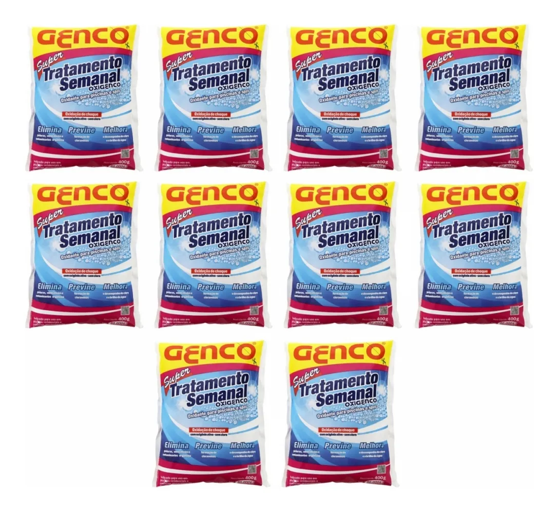 10 Super Tratamento Semanal Genco Para Piscina Oxigenco 400g