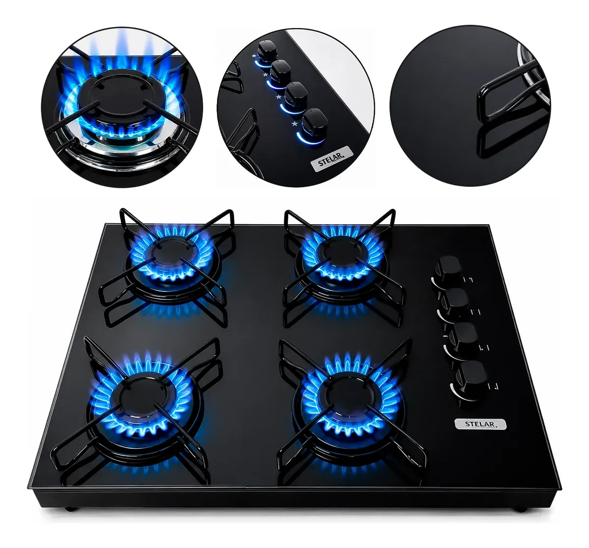 Fogão Cooktop De Mesa Portátil A Gás 4 Bocas Euro Stelar