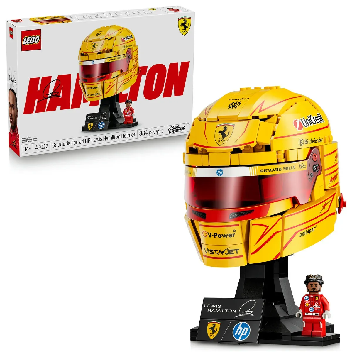 Lego Editions Formula 1 43022; Scuderia Ferrari Hp: capacete Lewis Hamilton; inclui capacete de F1 e minifigura; 14+