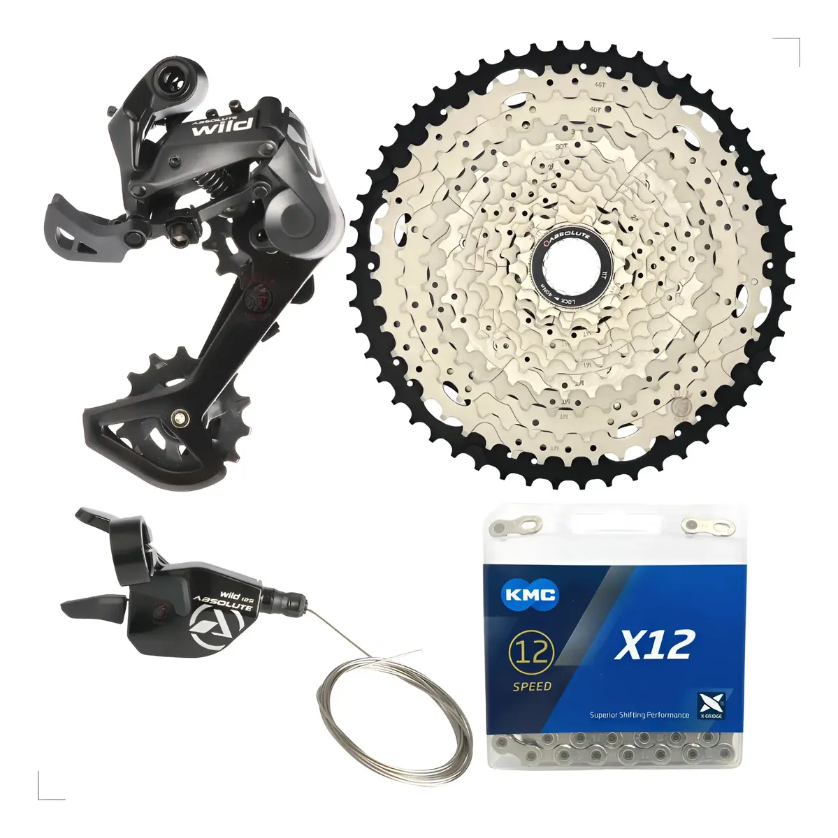 Kit Relação Absolute 12v Wild 2 1x12v K7 11/52 Corrente Kmc