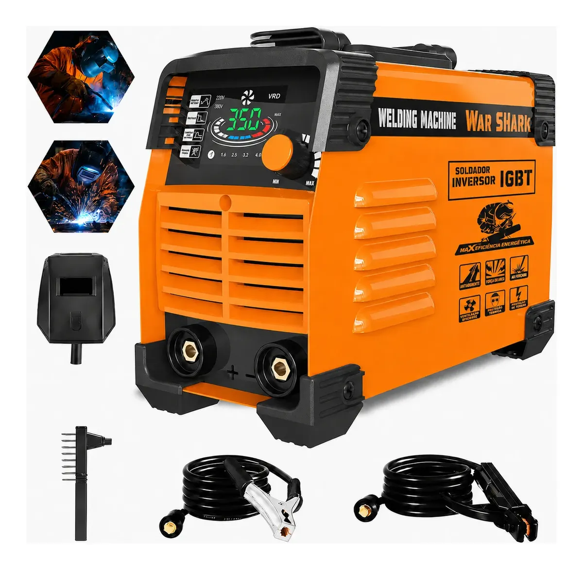 Máquina De Solda Inversora 350a Mma Tig Lcd Digital 127v