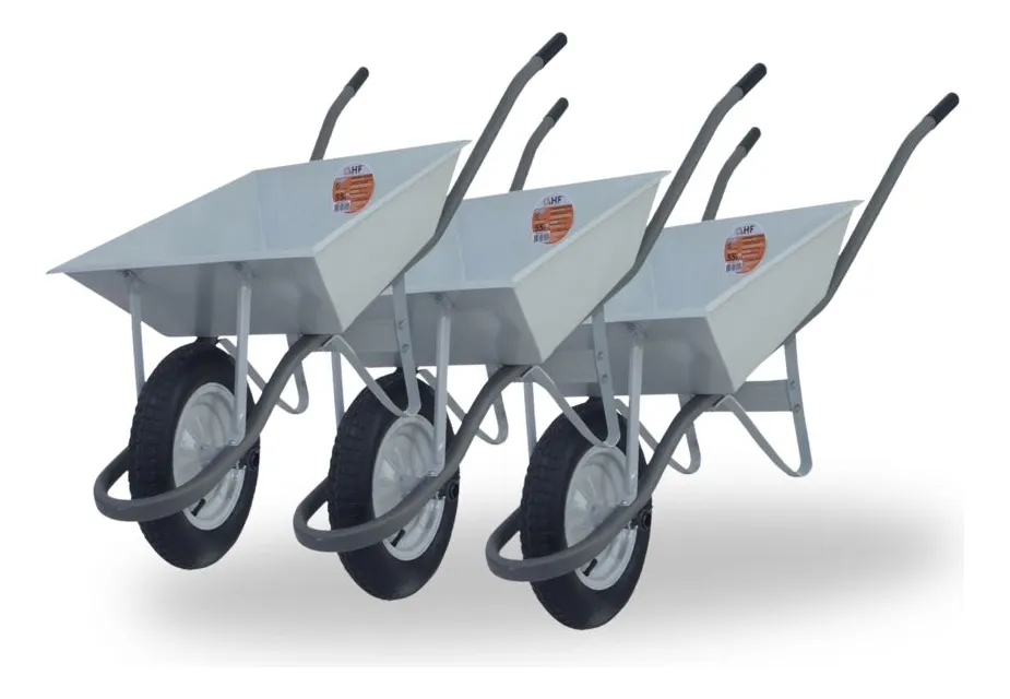 Kit 3 Carrinhos De Mão Chapa 20 Reforçado Obra Carga 125kg