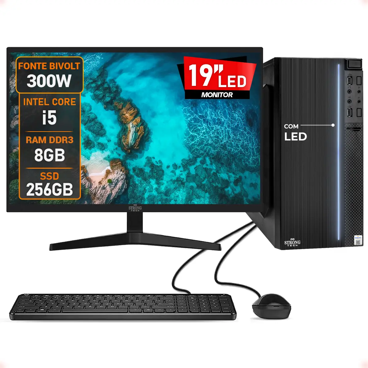 computador Completo Intel I5 8gb Ssd 256gb Monitor 19 Led 300w L2f