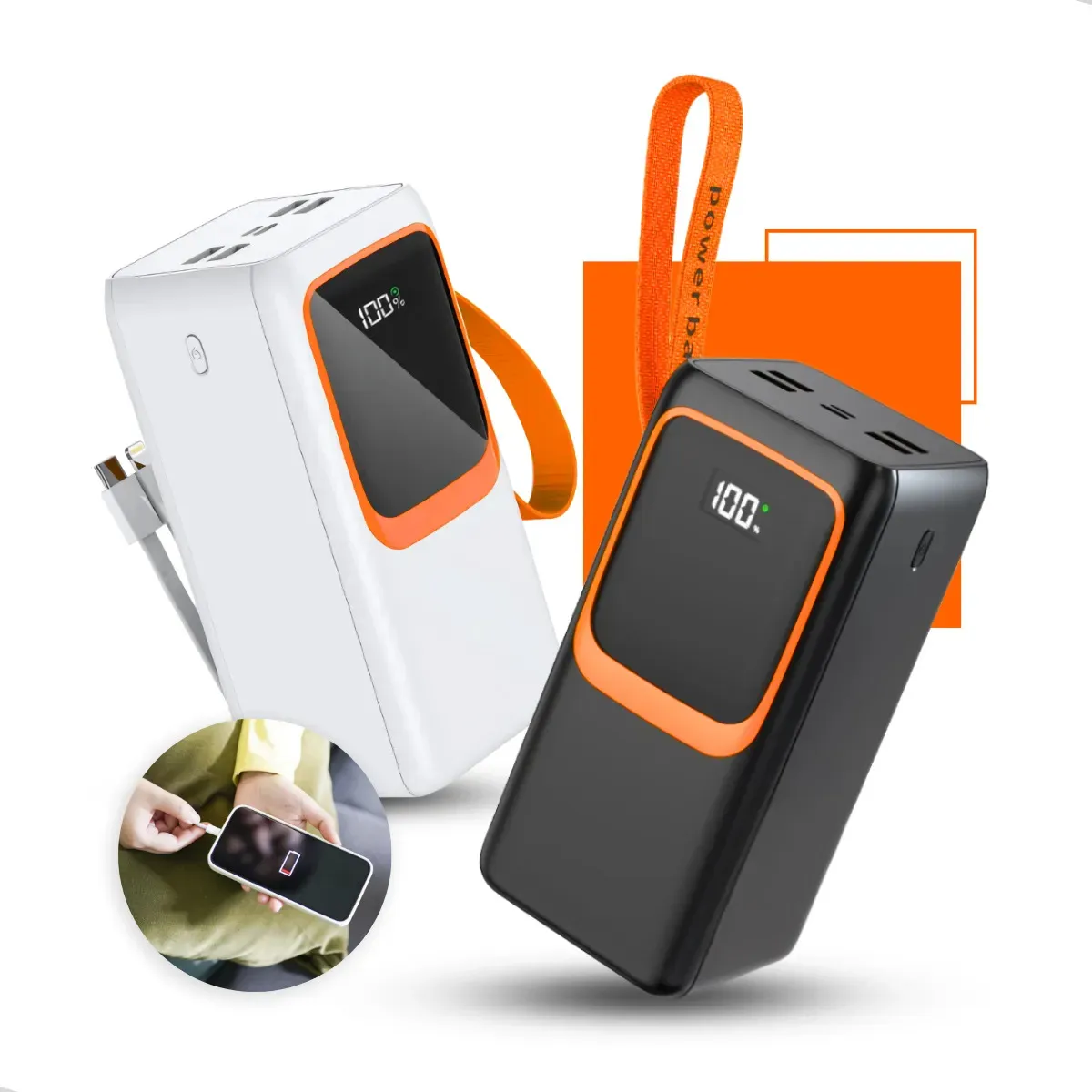 carregador Power Bank Turbo Portátil 50.000mah Turbo 22.5w Premium Universal Rápida Carga Para Celular iPhone Xiaomi Motorola LG Smartwatch Tablet Display Digital Viagens Festa Ios Nixzen Preto