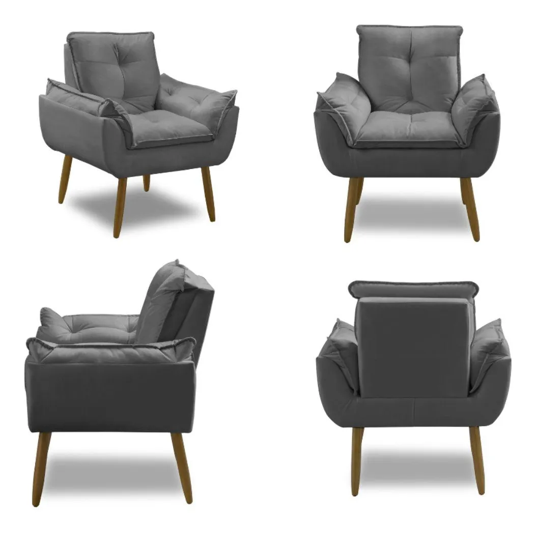 Poltrona Decorativa Opala Suede Para Sala Arapongas Luxo