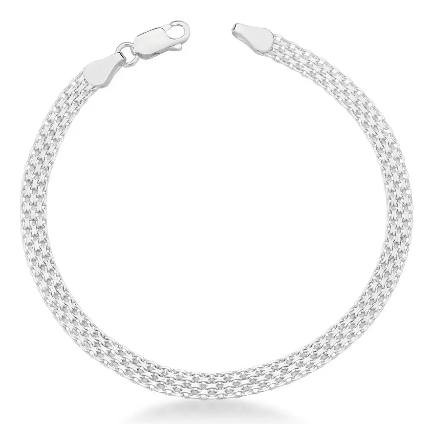 Pulseira Masculina Prata 925 Bismark Esteira 4,7mm Argennti Comprimento 19 cm Cor Pratead