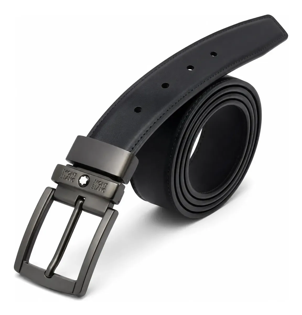 Cinto Couro Mont Blanc Reversivel Preto Marrom Masculino
