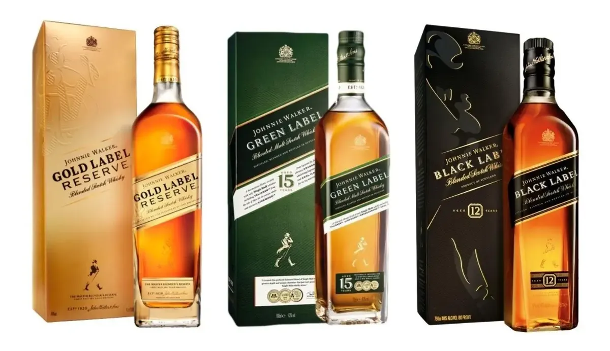 Kit Whisky Green Label + Gold Label + Black Label Com Brinde